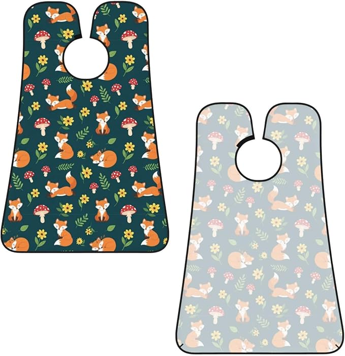 Strong Suction Cup Beard Grooming Bib, Non-Stick Hair Catcher, Waterproof, for Shaving, Summer Leaves Flowers Floral Foxes