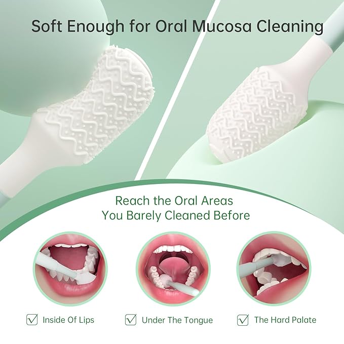 Tongueclear Oral Mucosal Cleaner|Silicon Oral Care Cleaner|Gum Massager with Air Bag(1 pc)