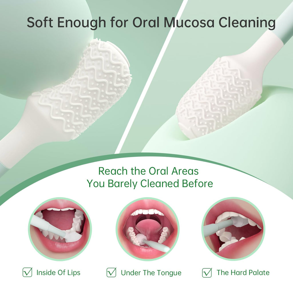 Tongueclear Oral Mucosal Cleaner|Silicon Oral Care Cleaner|Gum Massager with Air Bag(1 pc)