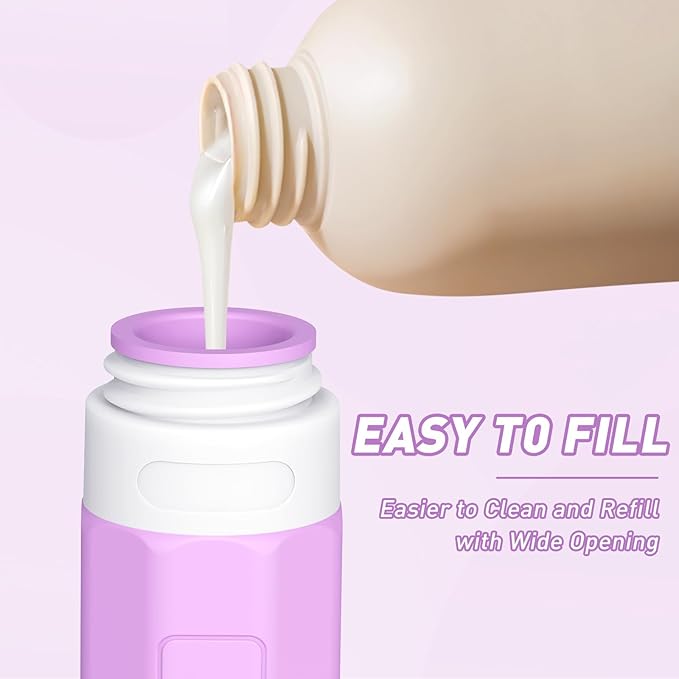 Redfly Travel Bottles for Toiletries, Tsa Approved 3oz Travel Size Containers, Leak Proof Travel Size Toiletries Bottles Silicone, BPA Free Refillable Shampoo Conditioners Essentials Kit, Purple