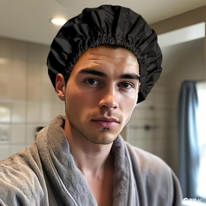 Edoneery Reusable Shower Caps for Women, Waterproof Long Hair Bonnet