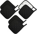 Lifaith 6 Pack Potholders Kitchen Pot Holders Set,Cotton Pot Holders for Kitchen 7 inch hot Pads,Heat Resistant Hot Pads for Cooking and Baking Black