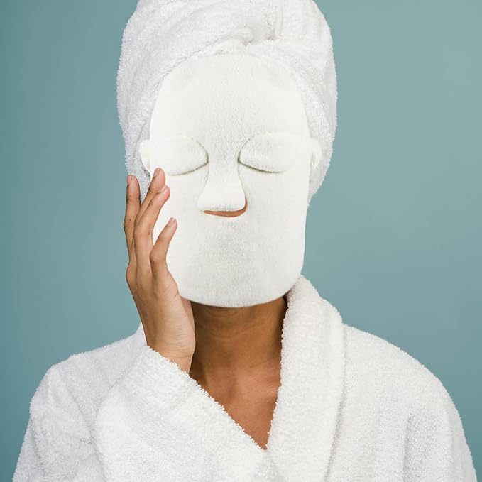 SAFIGLE Hot Compress Face Towel Mask 9.05X9.05In Thickened Double-Layer Reusable Facial Steamer Towel with Secure Fit Rope for Skin Care and Hot Cold Therapy