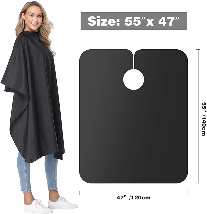 Minewill Waterproof Nylon Salon Hair Cutting Cape,Large Haircut Cape with Adjustable Elastic Neckline,Hairdressing Apron for Home Salon and Barbershop,4 pack