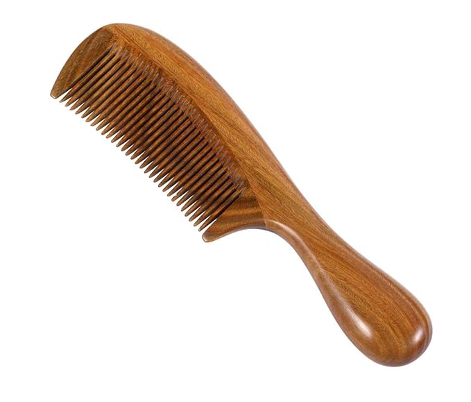 Louise Maelys Wood Fine Tooth Comb For Thick Hair, Anti Static
