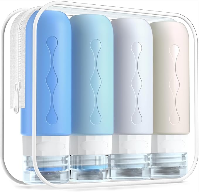 Gemice Travel Bottles for Toiletries, Tsa Approved Travel Size Containers with Clear Bag, BPA Free Leak Proof Travel Tubs Refillable Travel Accessories for Cometic Shampoo Lotion Blue