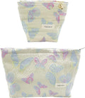 getgto 2 Pcs Makeup Bags, Large Cosmetic Bag Travel Toiletry Bag Organizer for Women, Embroidery Craft, Floral Makeup Bag Small Cosmetic Pouch Purse with Zipper Gifts for Girls Teen