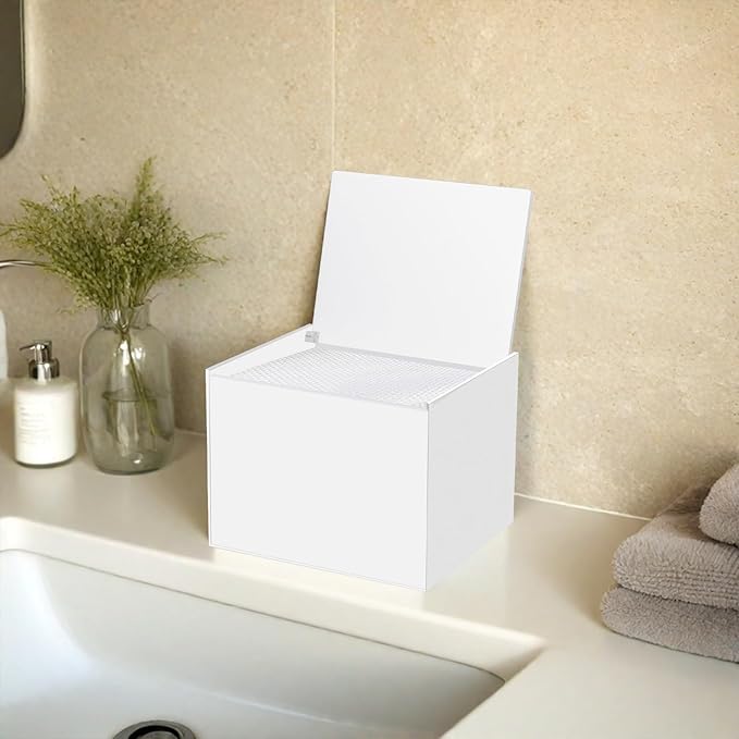 Disposable Face Towel Storage Box Compatible with Facial Towel XL, Acrylic Disposable Face Towelette Holder Container, White