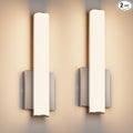 15.7 Inches Modern Bathroom Led Wall Sconces,18W 3000K Hardwired Wall Light with White Acrylic Lampshade,Indoor Bathroom Vanity Light for Mirror Bedroom Living Room Hallway(Nickel,2Pack)