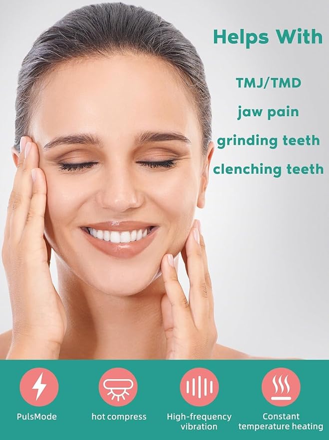 Zaybuon TMJ Relief Products Jaw, TMJ Relief Massager, Vibration and Heating, Ergonomic Multi-Needle Design TMJ Massage Tool, Effective Jaw & Neck Pain, Grinding and Clenching Teeth Relief (Green)