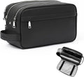 MIRASON Travel Toiletry Bag for Men Thickened Leather Travel Bag for Toiletries, Dopp Kit Water-resistant Shower Bag for Shaving Gym Bathroom Organizer Gifts for Men, Black