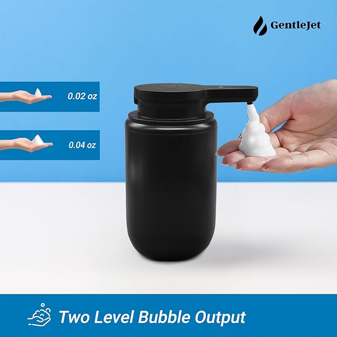 GentleJet SimpleFoam Automatic Foaming Soap Dispenser Touchless Sensor, USB-C Rechargeable, IPX5 Waterproof, Dual Output for Bathroom Kitchen Sink, ABS Compact Design