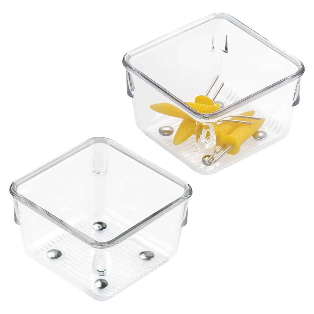 iDesign Linus Plastic Drawer Organizer, 3" x 3" x 2", Set of 2, Clear