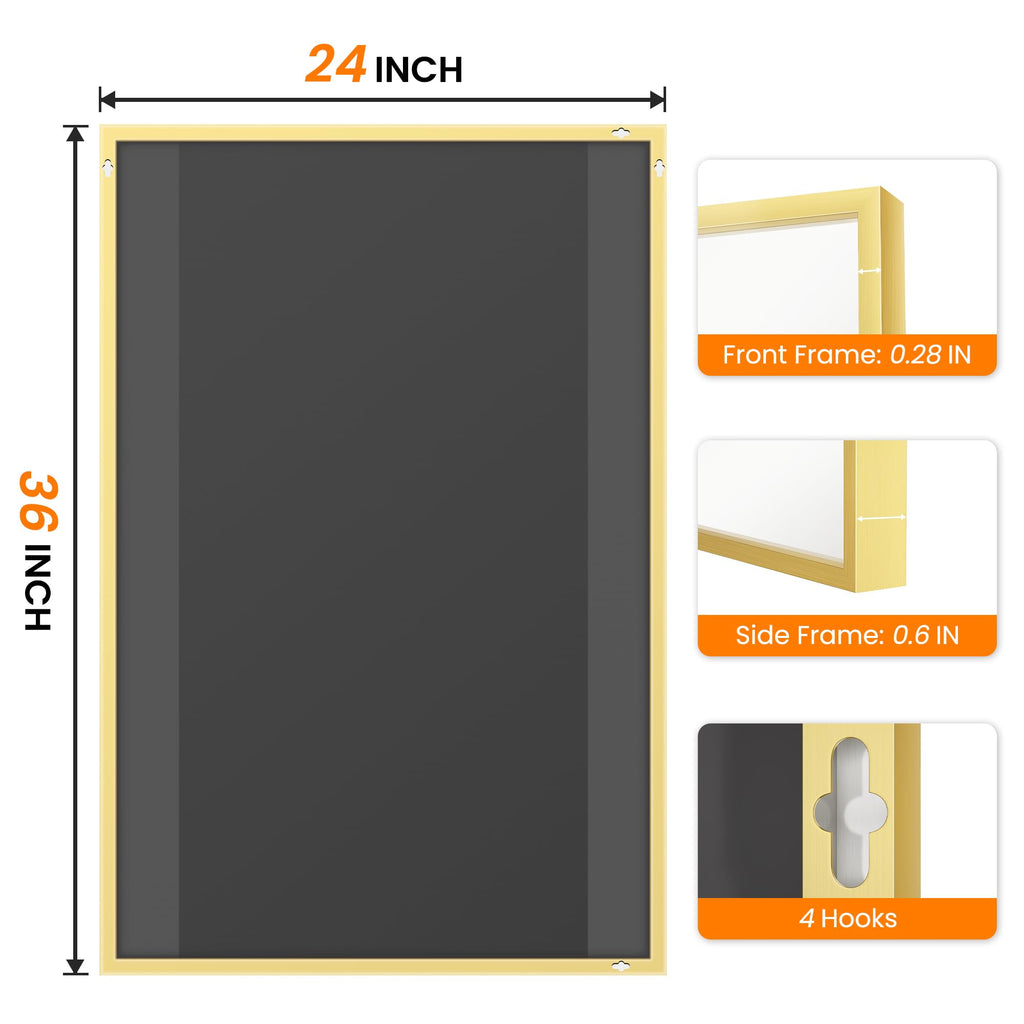 TRAHOME Bathroom Vanity Mirror for Wall, 2 Pack 36" x 24" Metal Framed Rectangular Bathroom Wall Mirror for Over Sink, HD Shatterproof Glass, Hangs Horizontally or Vertically(Gold)