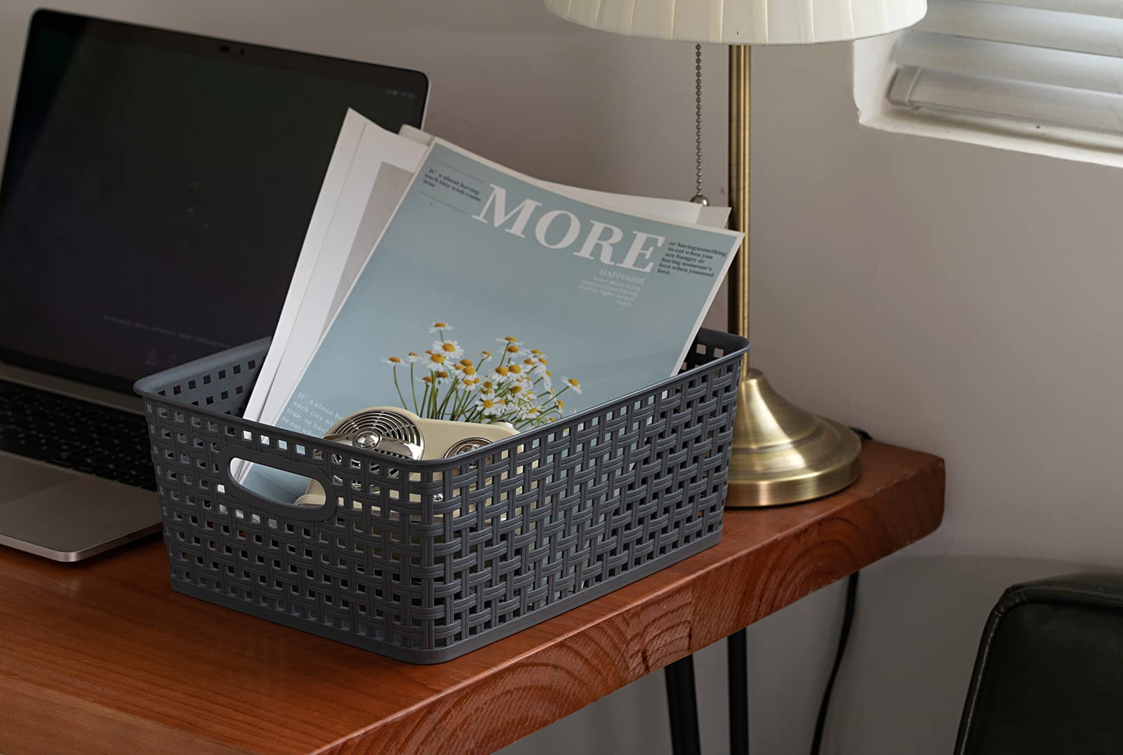 Eslite Plastic Storage Baskets for Organizing,11"X8.5"X4.7",Pack of 4 (Grey)