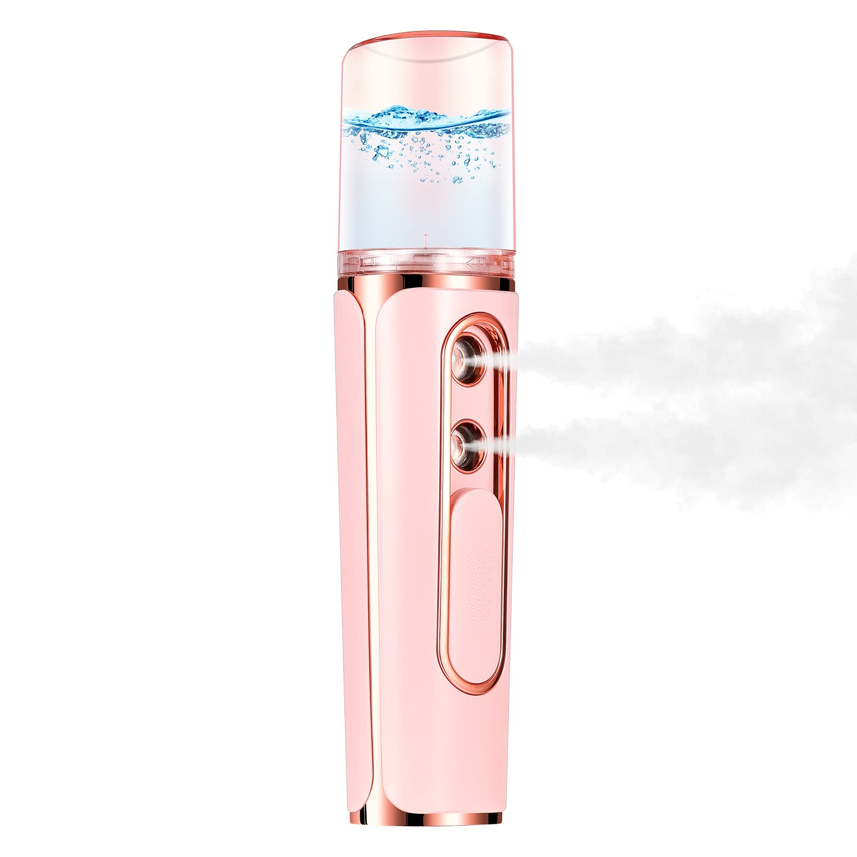 Nano Mister for Eyelash Extensions, Portable Facial Mist Sprayer with 2 Nozzles, 30ml Water Tank - USB Rechargeable Handheld Face Atomizer for Makeup and Skin Hydration - White