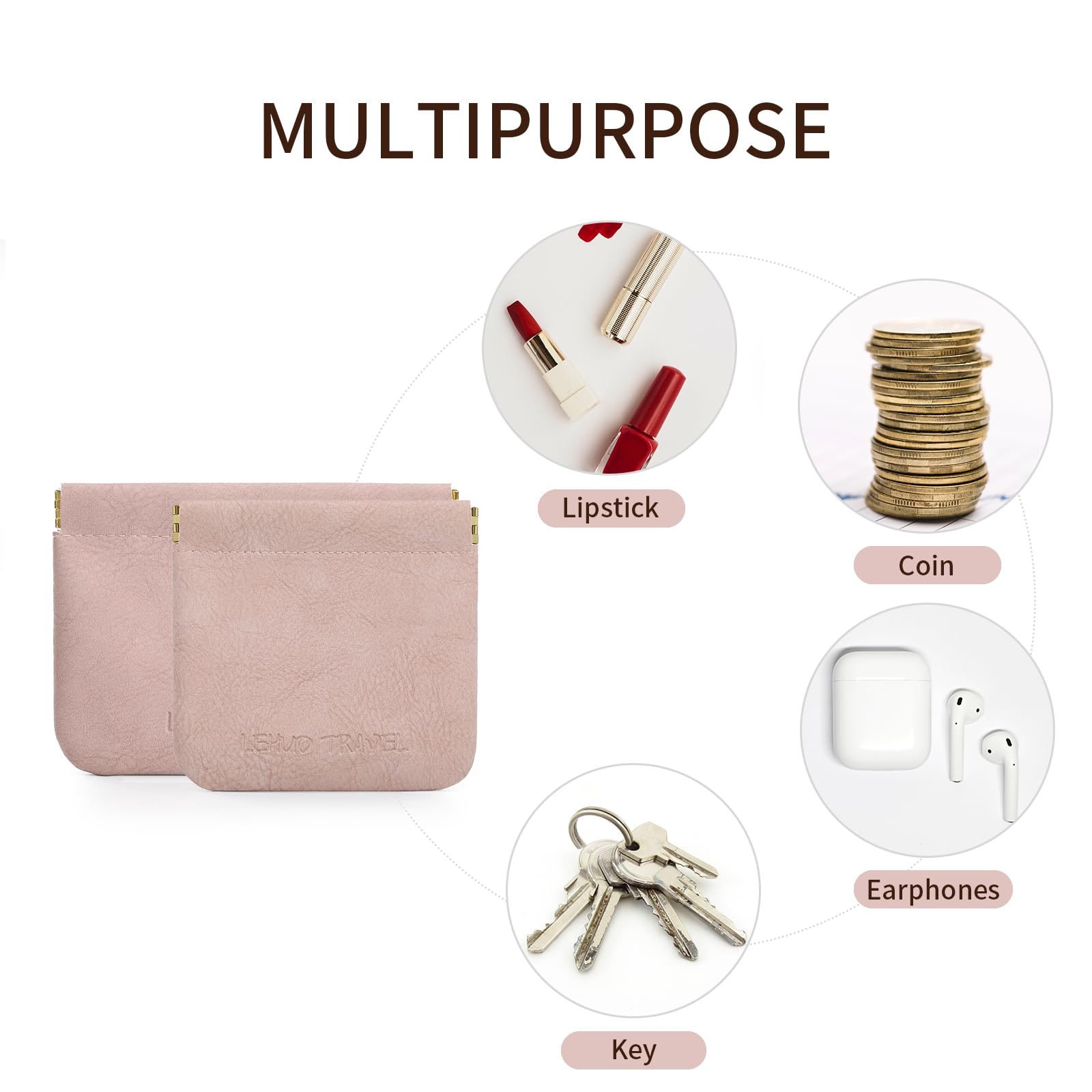 RIGHT AWAY 2 PCS Small Makeup Bag for Purse,Mini Cosmetic Organizer Make Up Bag for Women,Squeeze Coin Purse Pouch,Portable Tiny Makeup Pouches for Cosmetic Accessories,Lipstick, Jewelry, Card, Coins