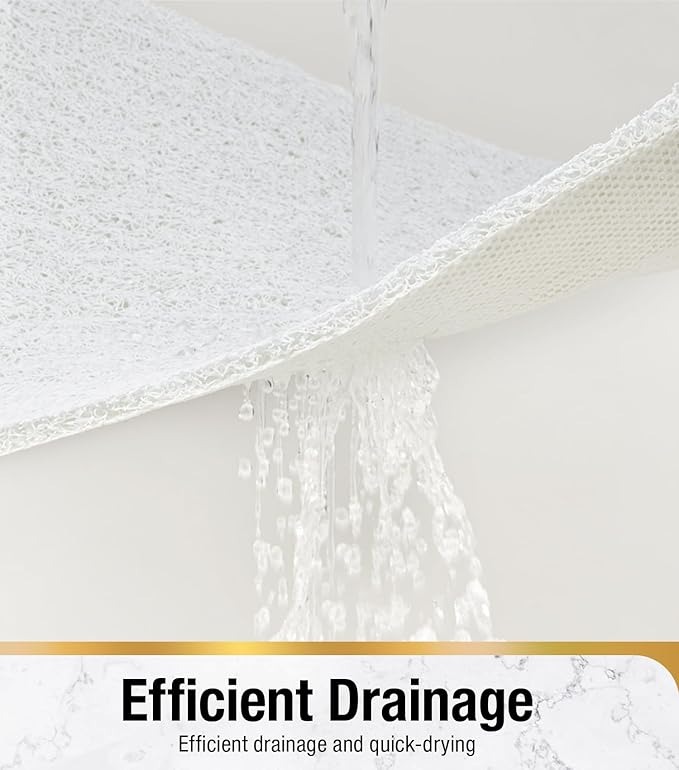 HITSLAM Square Shower Mat Non Slip, Bath Tub Mat for Textured Surface, Soft PVC Loofah Bathtub Mats Without Suction Cups, Quick Drying Shower Floor Mat, 24 x 24 Inch Bathroom Accessories, White