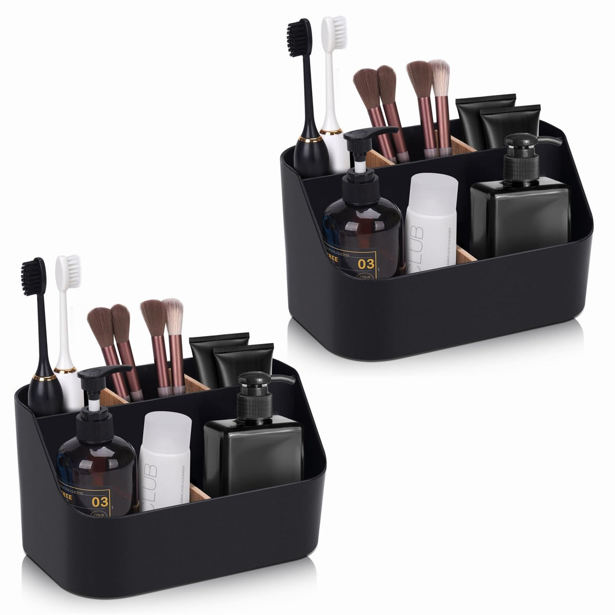 Ayswupt Electric Toothbrush Holders for Bathrooms,Black Tooth Brushing Holder,Toothpaste Organizer with Dividers,Bathroom Countertop Accessories Storage,Toothbrush Stand for Vanity Office Sink