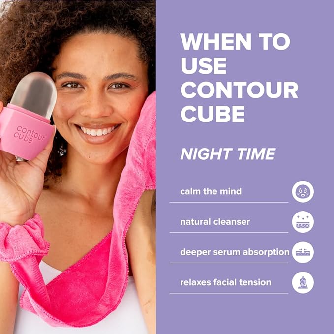 Contour Cube Original - Ice Roller for Sculpting & De-Puffing - Face Ice Roller & Massager with BPA-Free Silicone - Ice Mold for Face - Skin Care Tools for Daily Skincare (180ml) - Original Pink