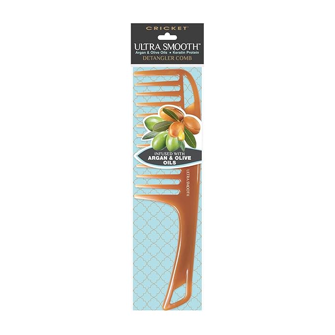 Cricket Ultra Smooth Detangler Comb for Wet, Dry, Long, Thick Hair Anti-Frizz Detangling Shower Comb with Argan & Olive Oils and Keratin Protein Infused Plastic