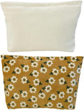 RIKMOXR 2 makeup bags Women's floral lamp core velvet canvas makeup bag, travel makeup bag, wallet storage, khaki and cute beige