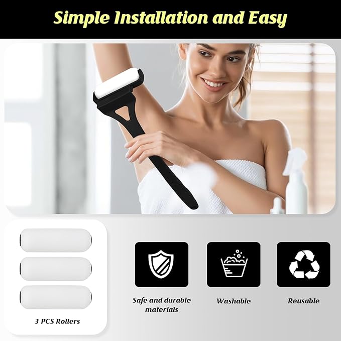 Lotion Applicator for Back, Back Lotion Applicator, 3 Washable Foam Rollers