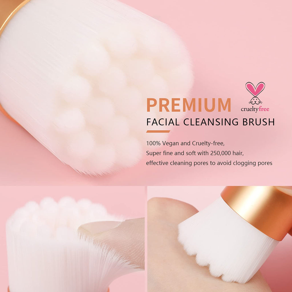 DUcare Manual Facial Cleansing Brush, 2-in-1 Skin Care face Brush Dual End Facial Manual Dual Face Wash Brush for Deep Pore Exfoliation Massaging