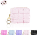 Playexen Puffy Mini Makeup Bag, Cute Quilted Small Cosmetic Bag for Purse, Portable Travel Makeup Pouch for Lipsticks, Chapsticks, Earphone, Credit Card, Birthday/Wedding/Christmas Gifts (Pink)