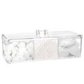 Square Qtip Holder Dispenser, 3 Compartments Cotton Ball Holder, Bathroom Canisters for Cotton Swab, Ball, Cottons Pad Organizer, Clear Acrylic Containers with Lid for Bathroom Vanity Countertop