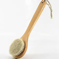 HiKin 11.8 Inch Long Wooden Handle Dry Body Brush Back Scrubber, Bath Shower Brush Scrubber with Soft Horsehair Mane Natural Bristles, Good for Cellulite, Detox, Exfoliating, Blood Circulation,etc.