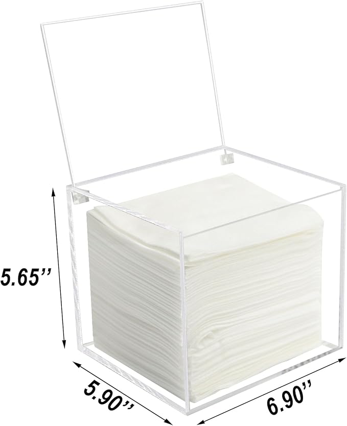 Disposable Face Towel Storage Box Compatible with Facial Towel XL, Acrylic Disposable Face Towelette Holder Container, Clear
