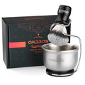 Anbbas Synthetic Badger Hair Shaving Brush,Stainless Steel Shaving Soap Bowl and Higher Brush Holder Stand Set for Men Wet Shave