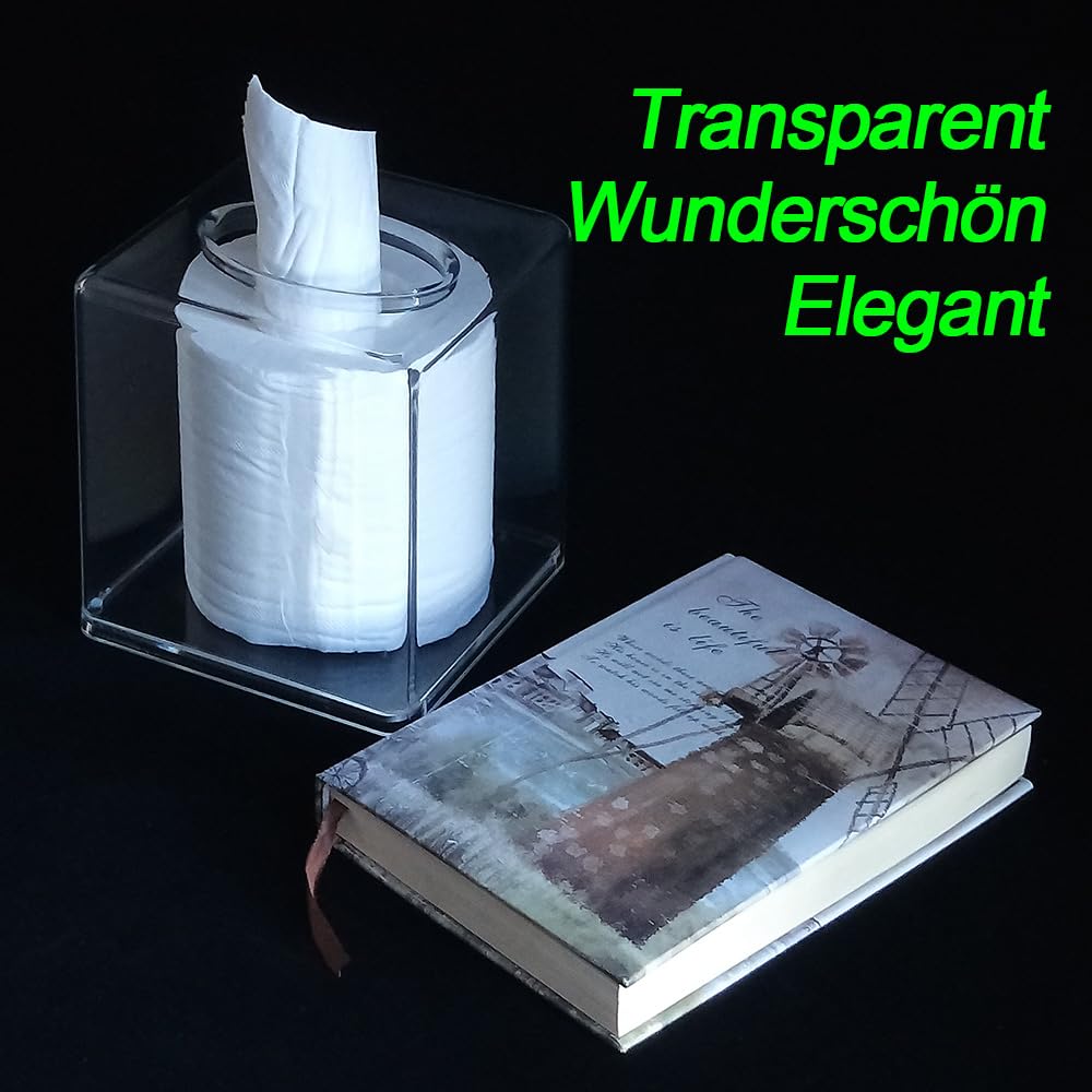 Square Clear Acrylic Tissue Box Covers, Big Bathroom Facial Napkin Box Holders, Table Clear Dryer Sheet Dispenser for Bathroom, Kitchen and Cars