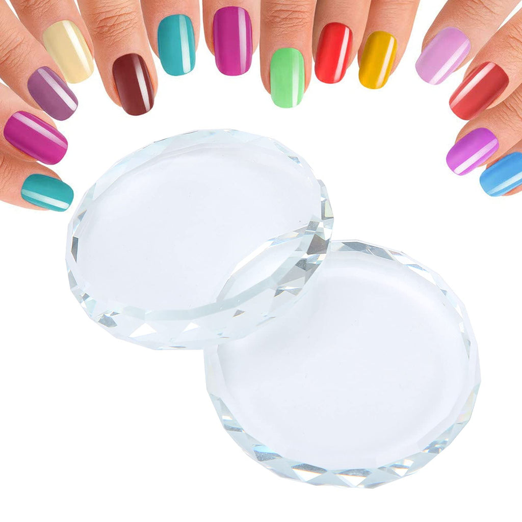 Yinhing Nail Palette Board, Nail Art Palette,2PCS/Set Nail Art Palettes Color Mixing Toning Glass False Eyelash Glue Hold Makeup Pallet for Acrylic Manicure