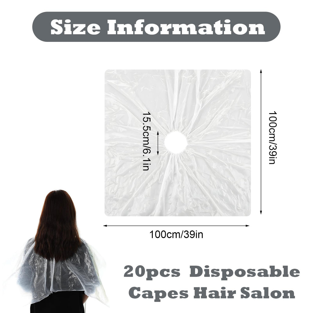 20 Pcs Disposable Capes Waterproof Hair Cutting Cape Hair Color Cape Disposable Hair Salon Capes for Hair Stylist, Hair Dye and Styling Bibs for Home and Salon Use 39 x 39 inch Disposable Barber Cape