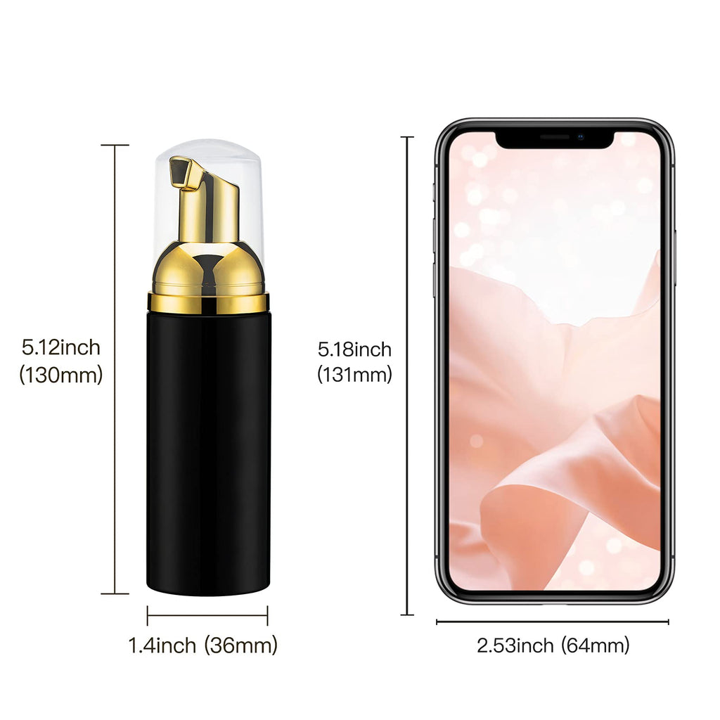 Owlyee Travel Foam Pump Bottle - 2oz Small Size Foaming Hand Soap Dispenser - Mini Portable Mousse Lash Shampoo Kit Container for Hair - Empty Leak Proof Plastic Gold&Black Foamer 30Pack