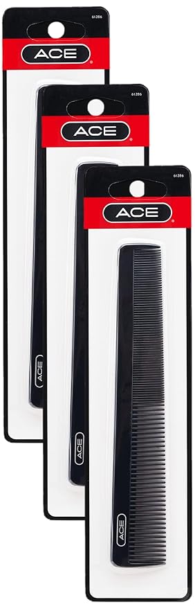GOODY ACE ACE All Purpose Hair Comb - 7 Inch, Black - Great for All Hair Types - Fine Comb Teeth for Thin to Medium-hair,61286, 1 Count (Pack of 3)