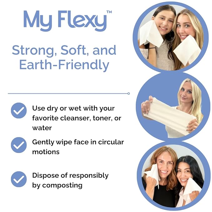 Disposable Biodegradable Face Towels XL for Skin Care & Makeup Remover Dry Wipes, Clean Facial Towel, Hypoallerganic Wash Cloth, Clean Face Towels, Ultra Soft & Absorbent Dry Wipe, Hygienic Towelettes