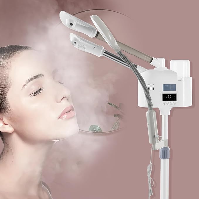 Artist hand Facial Steamer Professional 3 in 1 Hot and Cold Facial Steamer with 5X LED Magnifying Lamp, Esthetician Face Steamer Fast Heating for Beauty Salon Spa Home Use
