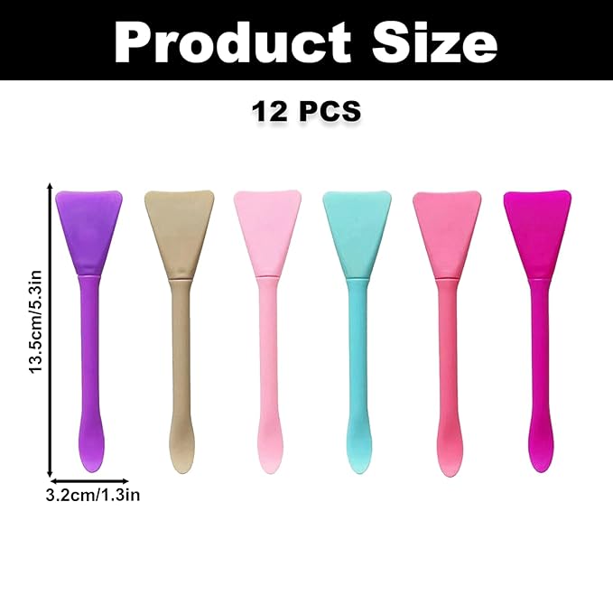 Mimalexin 12PCS Silicone Face Mask Brushes, Face Mask Applicator, Skincare Spatula, Skin Care Lotion Applicator, Spa Makeup Tools for Facial Cream Mask Mixing and Sampling