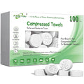 Fancyou Compressed Towel Tablets 100 Count, Disposable Face Towels for Travel, Thick Soft Washcloths, Compact Coin Tissues for Skin Care, Gym, Camping, Home, 9 x 7.8 in