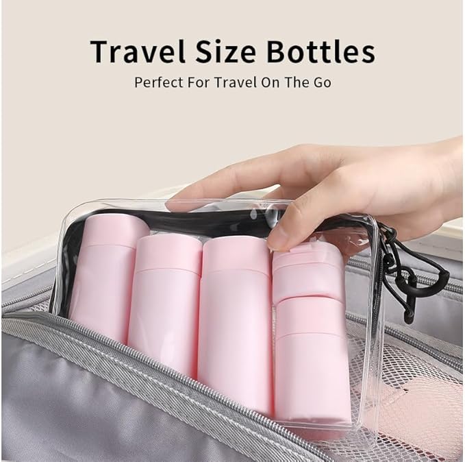 Sprigold 5 Pack Brief and Fashion Travel Bottles TSA Approved, BPA Free Travel Size Containers Refillable Squeeze Bottles for Cosmetic Shampoo Cream Conditioner … (Nordic Milk Blue)