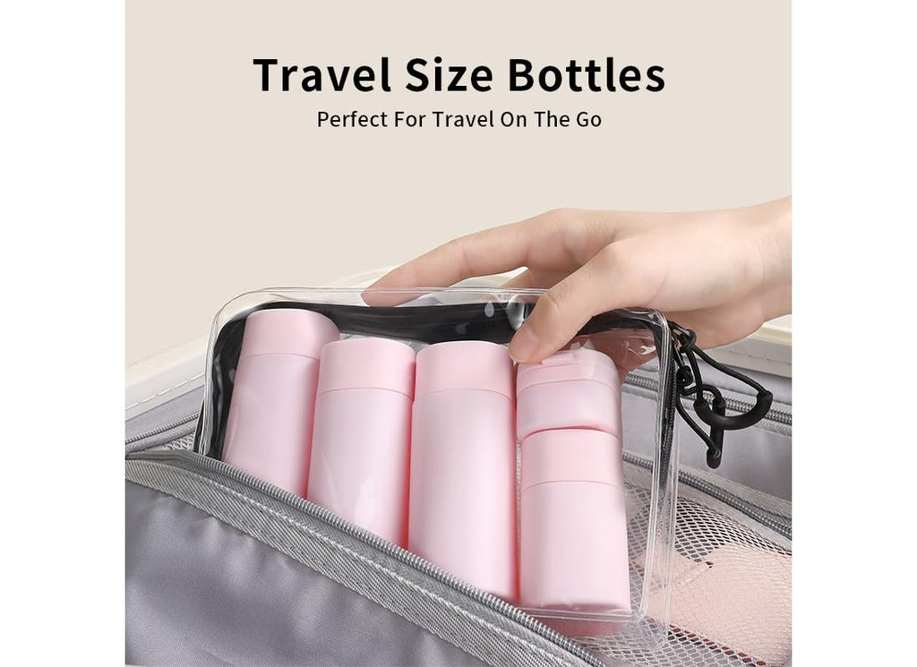 Sprigold 5 Pack Brief and Fashion Travel Bottles TSA Approved, BPA Free Travel Size Travel Containers Refillable Squeeze Bottles for Cosmetic Shampoo Cream Conditioner Lotion Soap… (Nordic grey)