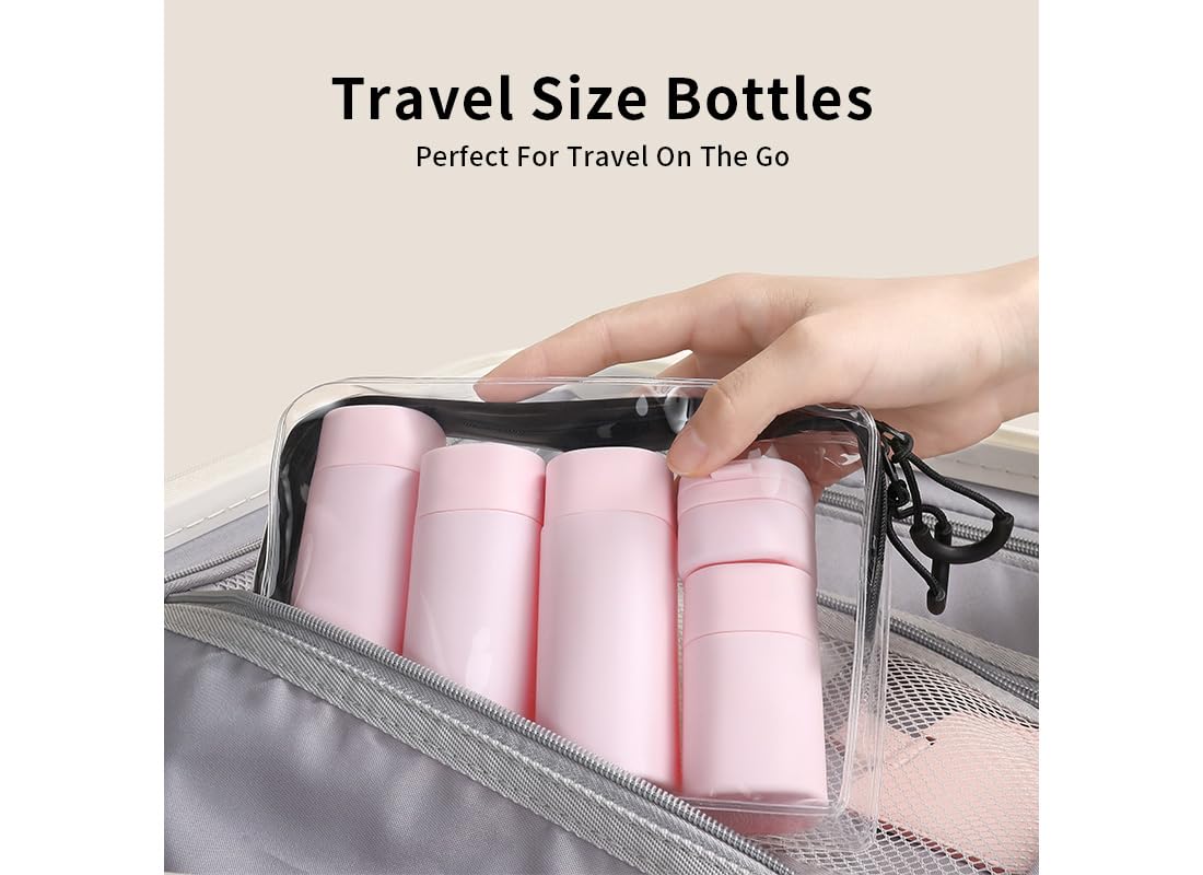 Sprigold 5 Pack Brief and Fashion Travel Bottles TSA Approved, BPA Free Travel Size Travel Containers Refillable Squeeze Bottles for Cosmetic Shampoo Cream Conditioner Lotion Soap… (Nordic grey)