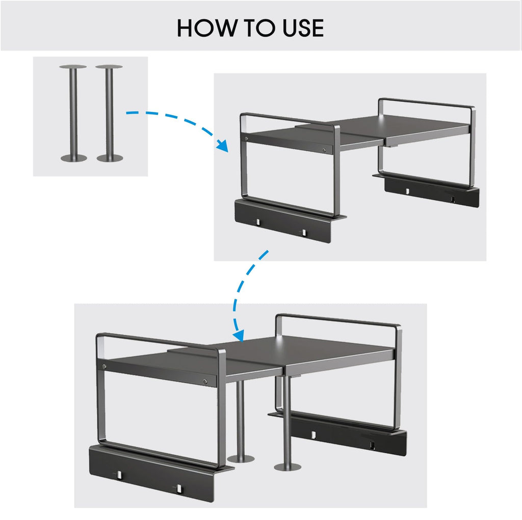 YOFENZO Adjustable Fridge Top Storage Rack,20.8"-36.6" Expandable Organizer Shelf,Refrigerator Storage, Anti-Slip,L-Shaped Design,Space Saver for Kitchen,Laundry,Dorm (Fits Most Appliances)