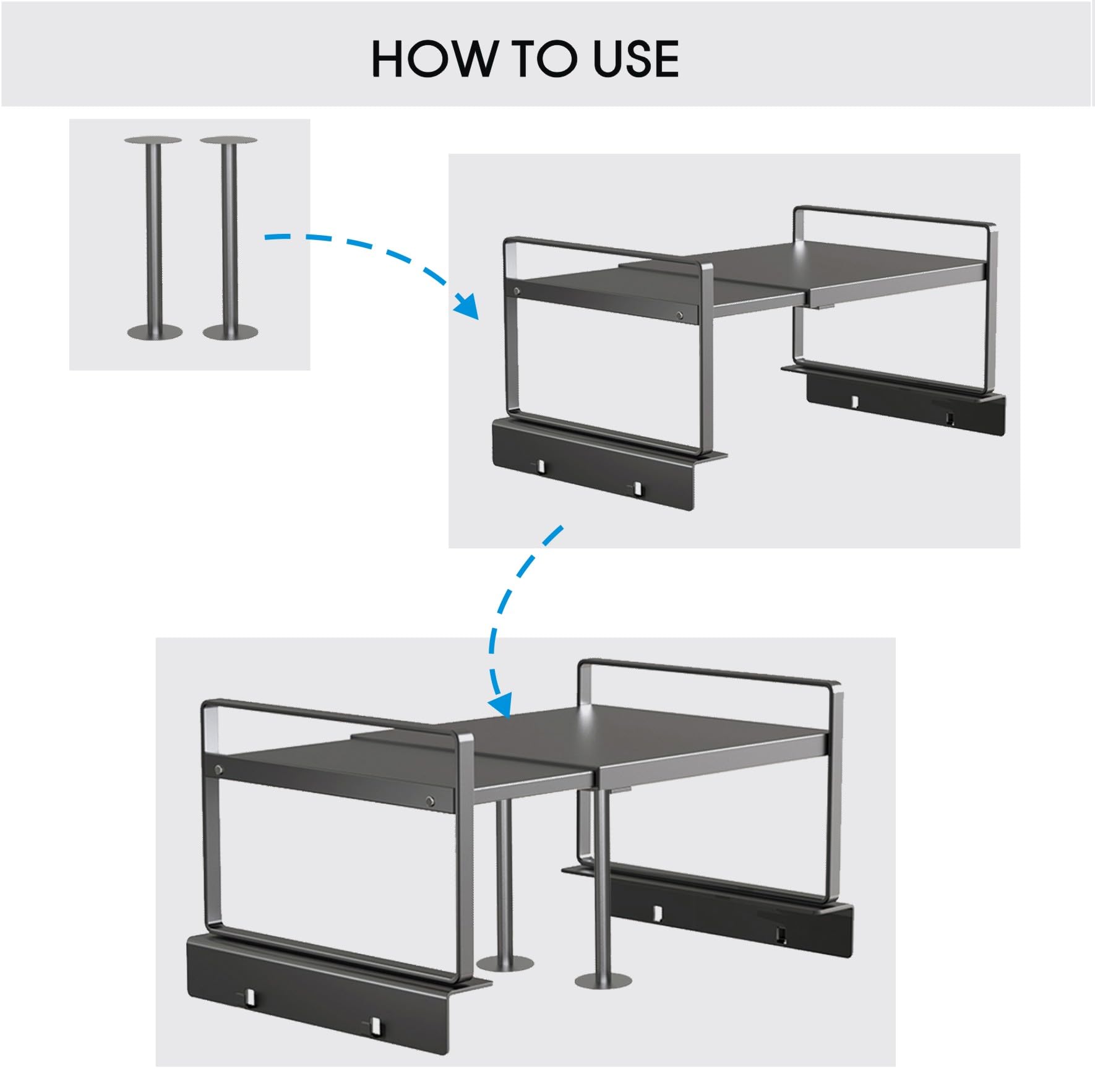 YOFENZO Adjustable Fridge Top Storage Rack,20.8"-36.6" Expandable Organizer Shelf,Refrigerator Storage, Anti-Slip,L-Shaped Design,Space Saver for Kitchen,Laundry,Dorm (Fits Most Appliances)