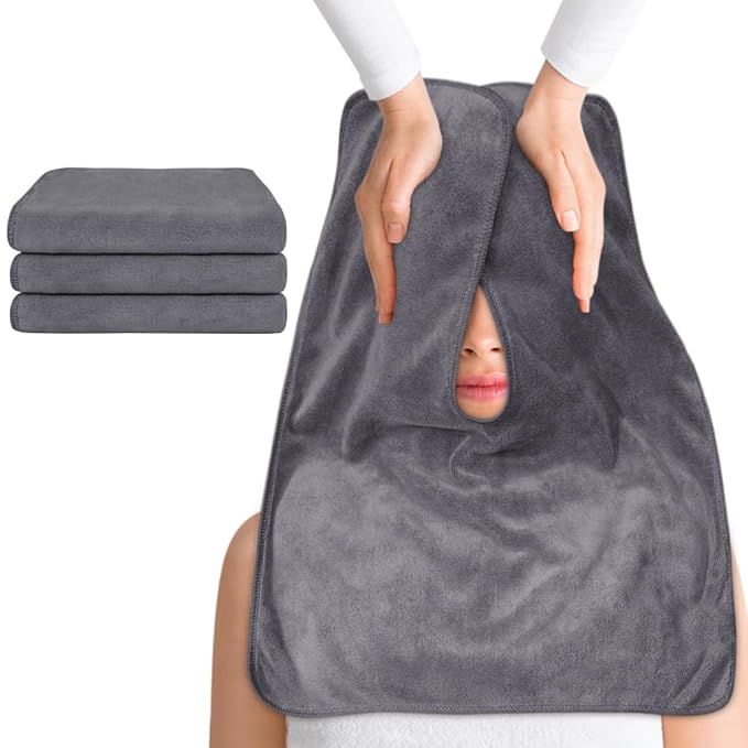 SINLAND Microfiber Esthetician Towels for Facials Mask Removing Face Wrap Soft Facial Cloth with Split Design Spa Towels for Facial Steam Massage and Cleansing 20x15.7inch