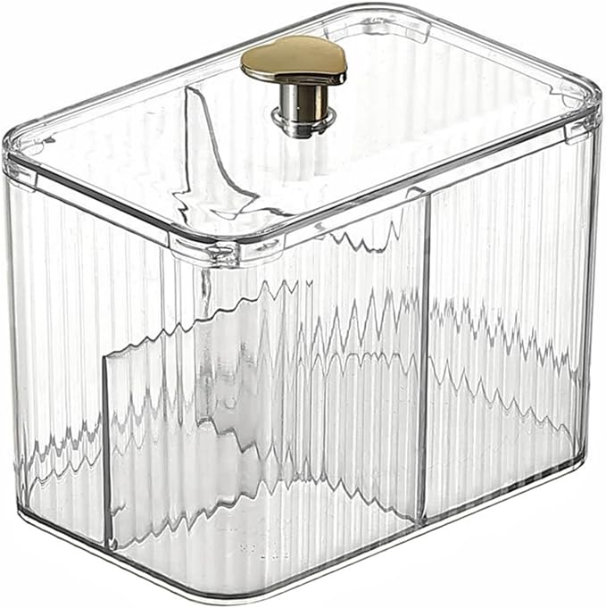 OIWTLIFE Cotton Swab Holder Cotton Pad Holder with 3 Compartments Clear Bathroom Vanity Storage Organizer