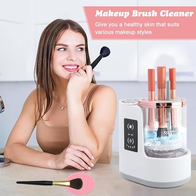 Mellisore 3-in-1 Electric Makeup Brush Cleaner & Dryer, Automatic USB-Powered Cleaning Machine for All Cosmetic Brush Sizes, Portable Quick-Dry Tool for Beauty Brushes(White,Size:6.8inch)